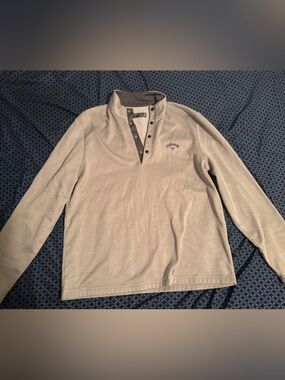 Callaway Tan Henley Pullover with Contrast Placket